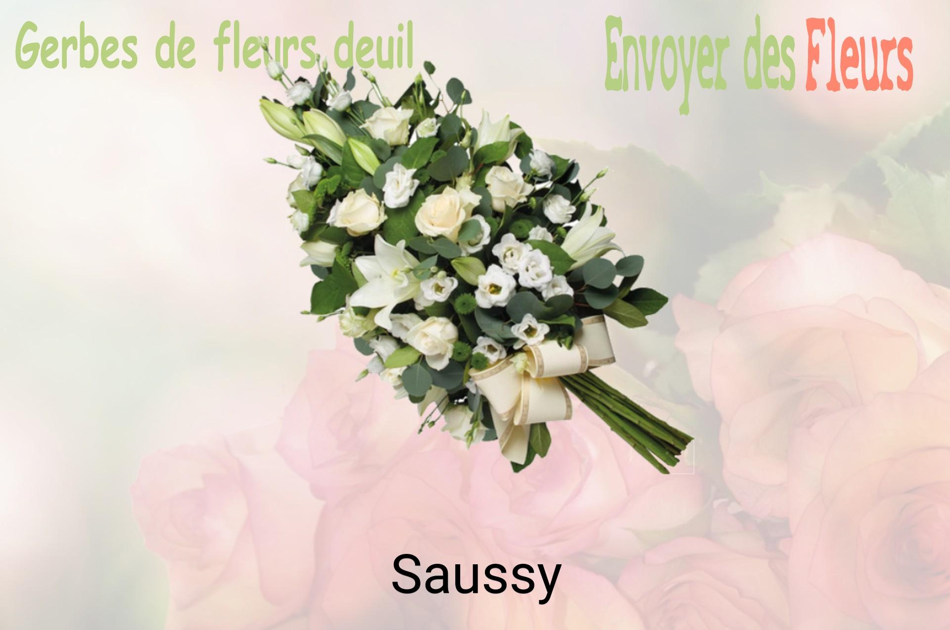 Gerbe de fleurs de deuil livrée à Saussy
